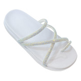 Sandália Papete Feminina Chinelo Flat Birken Brilho Cristal