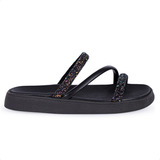 Sandalia Papete Moleca Feminina Tiras Strass Macia Original