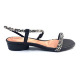 Sandália Rasteirinha Feminina Beira Rio Strass Cristal