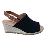 Sandalia Salto Anabela Bebece Espadrille Fivela Corda 
