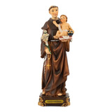 Santo Antônio Enfeite Religioso Católico De Resina 22 Cm Cor Marrom