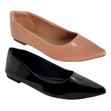 Sapatilha Feminina Kit 2 Pares Confort Bico Fino Casual Moda