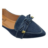 Sapatilha Mocassim Confort Jeans Bico Fino