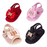 Sapatinho Bebê Menina Kit 4 Pares Sandália Tecido Verão - Rn