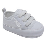 Sapatinho Branco Bebe Menino Cadarço Elásticos Calce Facil