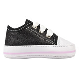 Sapatinho Tênis Glitter Bebê Mania Menina Preto 711-02