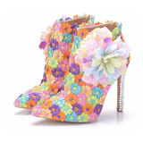 Sapato Ankle Boots Feminina Festas Casamentos Floralis