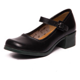 Sapato Boneca Preto Em Couro - Magnólia 4906