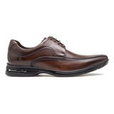 Sapato Derby Plain Toe Democrata Air Spot Smart Comfort 448026 De Couro Marrom Design Liso 41 Br Para Adultos - Masculino