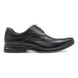 Sapato Derby Plain Toe Democrata Air Spot Smart Comfort 448026 De Couro Preto Design Liso 38 Br Para Adultos - Masculino