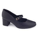 Sapato Feminino Piccadilly Social 654021 Boneca Salto Bloco
