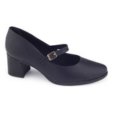 Sapato Feminino Piccadilly Social 654021 Boneca Salto Bloco