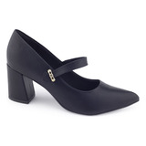 Sapato Feminino Piccadilly Social 745183 Boneca Salto Bloco