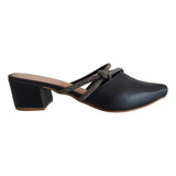 Sapato Feminino Tamanco Mule Scarpin Salto Grosso 