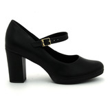 Sapato Piccadilly Boneca Fivela 130 Salto Grosso Feminino