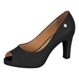 Sapato Scarpin Peep Toe Salto Alto Meia Pata Vizzano Preto