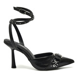 Sapato Scarpin Via Marte Bico Fino 037-004-02 Preto