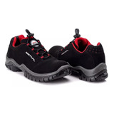 Sapato Segurança Microfibra Preto/vermelho Estival En10021s2