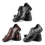 Sapato Social Masculino 3 Pares Confortável Anatômico Pu Gel