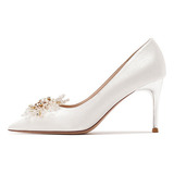Sapatos De Salto Alto Brancos Elegantes Para Mulheres 2024