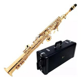Sax Soprano Eagle Sp 502 Laqueado Estojo Saxofone Em Sib