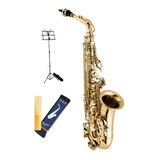 Saxofone Alto Vogga Mib Laqueado Vsas701n + Acessorios Cor Dourado