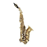 Saxofone Soprano Curvo Shelter Dourado Laqueado C/ Case