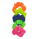 Scrunchies Neon 12 Peças Amarrador De Cabelo Frufru