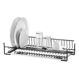 Secador De Louça Pratico Moderno 57cm Preto Bandeija Inox