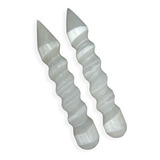 Selenita Bastão Lápis Pedra Espiral Natural 15cm Massageador