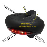 Selim City Bike Bicicleta Conforto Vazado Com Luz De Led