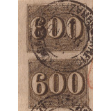 Selo 18 Império 600 Réis Circulado Carimbo Redondo Tira De 5
