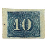 Selo 19 Império Olho De Gato 10 Réis Cor Azul Aço Raro