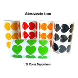Selo Etiqueta Coração Colorida 4 Cm Cartela Com 150 Adesivo