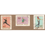 Selos Magyar Posta Hungria 1963 Patinação Artistica No Gelo