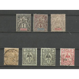 Selos Nova Caledônia,7 Selos Comércio/locais/kagu 1900/05,u.