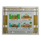 Selos Tanzânia - Minifolha Casas Tradicionais - 1984