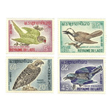 Série Completa Selo 127-130 Laos 1966 Fauna Pássaros Nova