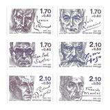 Série Completa Selo 2355-2360 França 1985 Escritores Famosos
