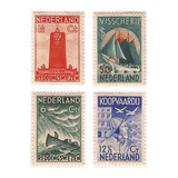 Série Completa Selo 254-57 Holanda 1933 Obras Marítimas Nova