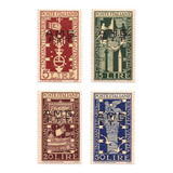 Série Completa Selo 32-35 Trieste 1949 Bienal De Veneza Amg
