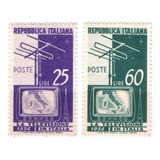 Série Completa Selo 672-673 Itália 1954 Início Tv Italiana