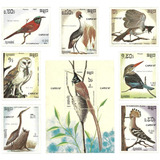 Série Completa Selo 737-743 Bloco 60 Kampuchea 1987 Aves