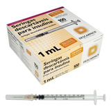 Seringa 1ml C/agulha 13x0,45 Insulina C/100 Descarpack