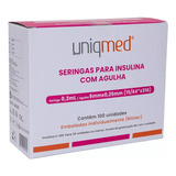 Seringa De Insulina 0,3ml C/agulha Fixa 6mmx0,25mm 31g Capacidade Em Volume 0.3 Ml