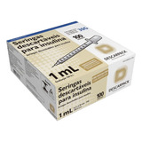 Seringa De Insulina 1ml Bico Slip Com Agulha Fixa 8,0 X 0,30mm 30g Com 100 Unidades Descarpack