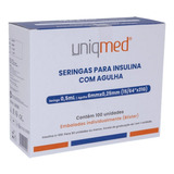 Seringa Insulina 0,5ml C/agulha 6x025mm 31g Cx C/100 Uniqmed