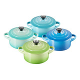 Set Le Creuset 4 Mini Cocottes Palm/mint/caribe/marsei