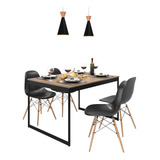 Set Mesa Industrial De Jantar 120x90 + 4 Cadeiras Eames