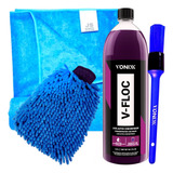 Shampoo V-floc Toalha Secagem Luva Microfibra Pincel Vonixx
